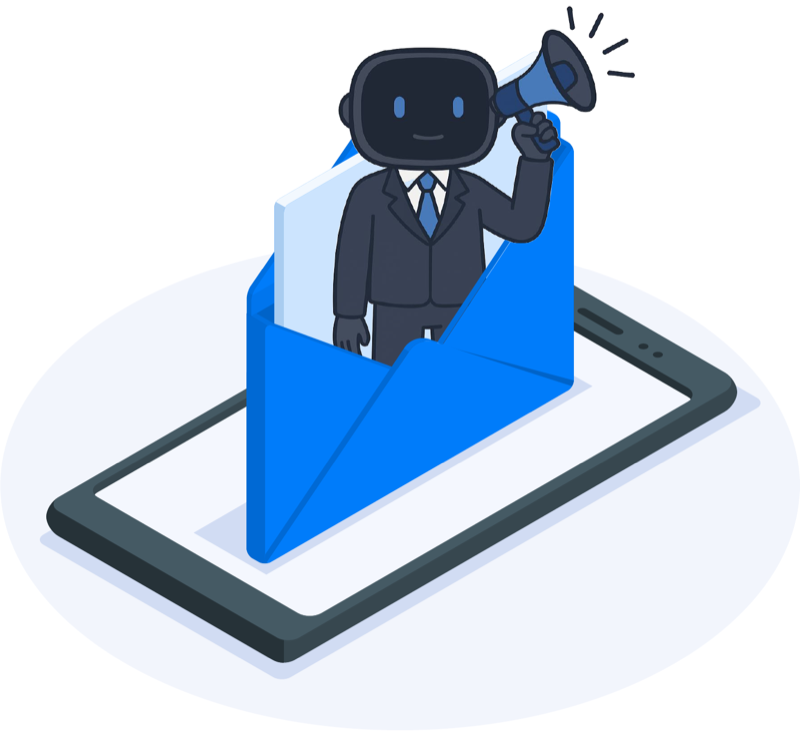 GlobalLegalCheck-robotti megafonin kanssa